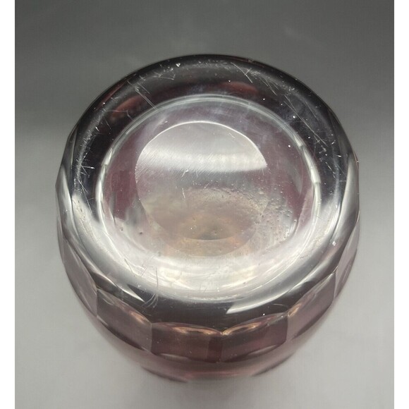 VTG Bohemian Czech Cut Glass Crystal Cranberry Decanter w/Faceted Stopper 10.25” - Picture 4 of 8